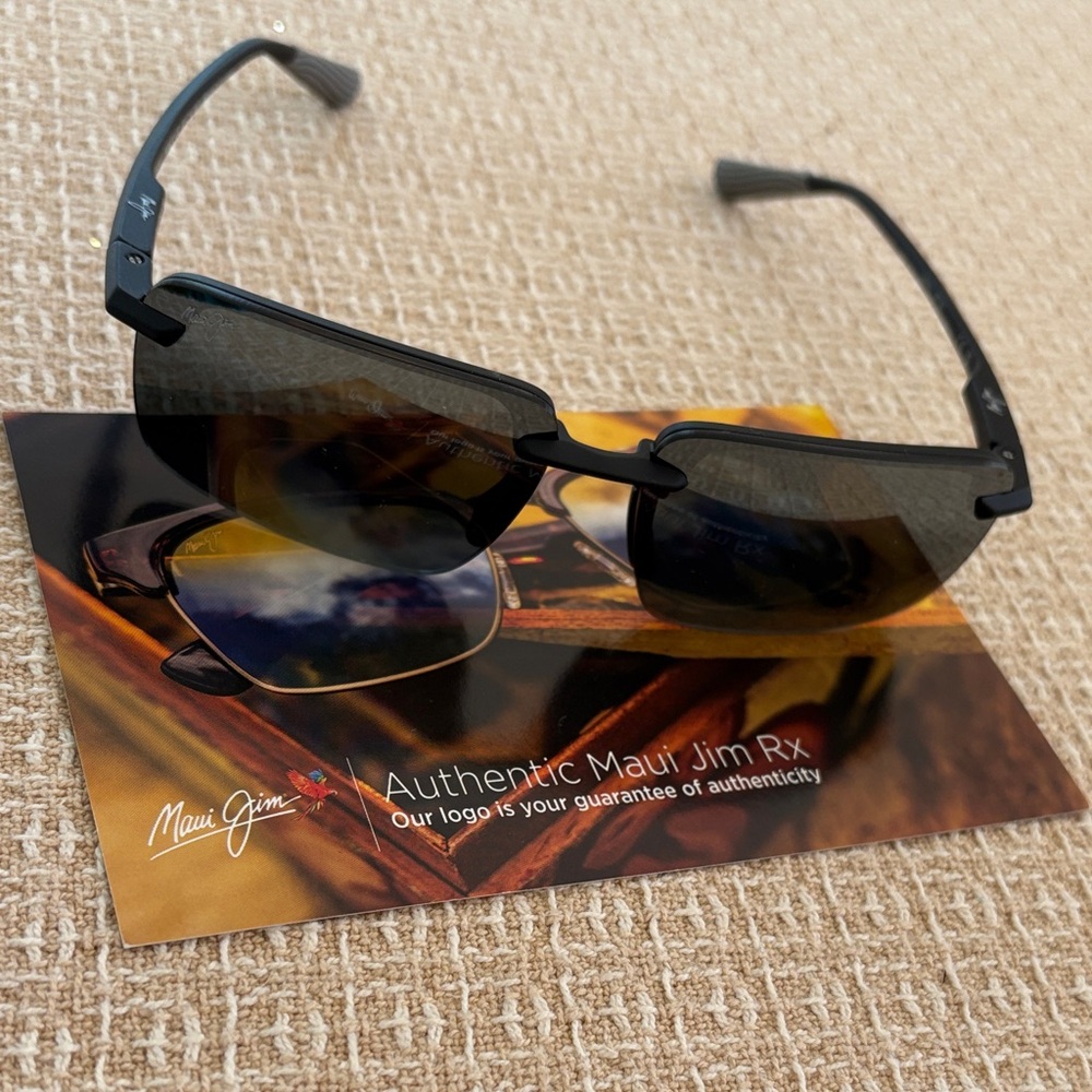 NWOT Maui Jim Laulima Rimless Black Rectangular Sunglasses